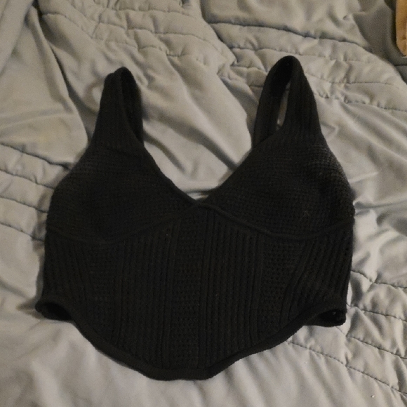 ALO Yoga Black Textured Knit Top - Picture 1 of 5